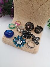 Retro Costume Jewellery Rings Bundle X10 Mixed Sizes Preloved J1