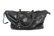 Valentina Black Leather Travel Wheeled Duffle Bag Bag