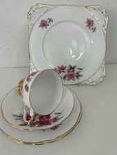 Royal Stafford 'Evesham' Bone China Trio Cup Saucer Side Plate & Cake Plate Set