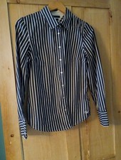 Vintage Mens Tommy Hilfiger Blue And White Striped  Shirt M 17" Collar 36 Chest