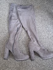 Grey Women's Sock Type Knee High Boot. Never Worn. Brand New