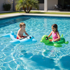 SLOOSH Inflatable Dolphin & Turtle Pool Cruisers – 2 Pack Kids Floats – Easy use
