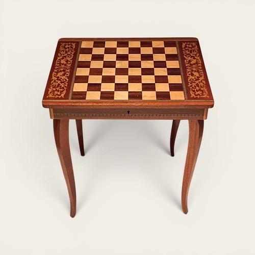 Vtg italian inlaid chess table - inlaid,