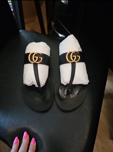 Gucci thong sandals black - gg,