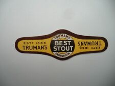 MINT TRUMAN'S LONDON & BURTON BEST STOUT NECK STRAP BREWERY BEER BOTTLE LABEL