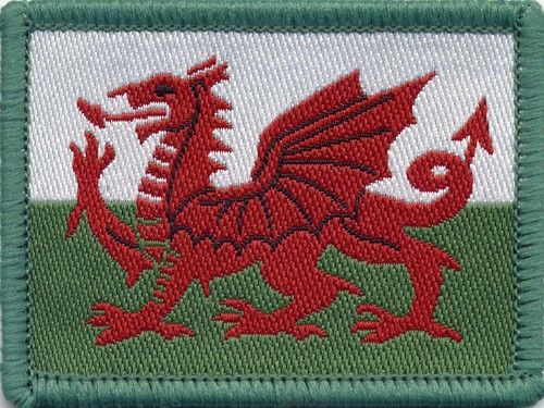 Welsh flag dragon woven badge - welsh,