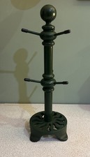 Vintage Green Cast Iron 6 Cups Mug Tree Holder Kitchen Decor Retro