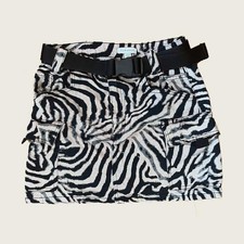 TOPSHOP cargo mini skirt ripple tiger print chunky buckle belt rave utilitarian