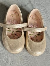 Size 5.5 G Next Wide Fit Baby Toddler Shoes Gold Party Wedding formal Christmas 