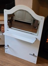 Vintage Bathroom Mirror & Shelf Vanity Wall Unit with Chrome White Milk Glass