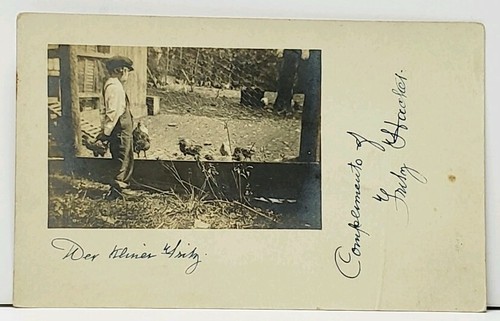 Rppc boy with chickens - a,