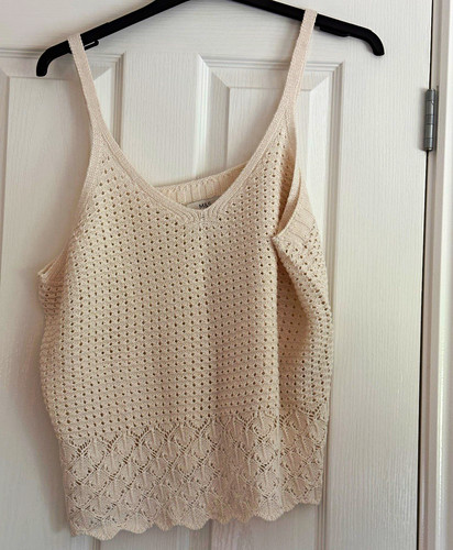 Cream crochet knit v neck - cream, v-neck