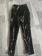 Women vinyl black trousers - vinyl,