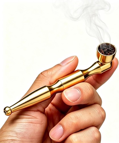 Brass smoking pipe - smoking, pipe,