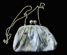 Vintage Untold Gold Metallic Evening Cocktail Bag Clutch Shoulder Chain 23x15cm