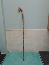 Vintage Wooden Hand Carved Tree Bark Walking Stick -  86 Cm Long 