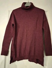 PRIMARK - HIGH POLO NECK FINE KNIT SWEATER JUMPER TOP SIZE S 6 / 8 / 10 PURPLE 