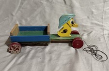 Vintage WW1 Wooden Pull Along Toy Charming Wooden Duck In Helmet