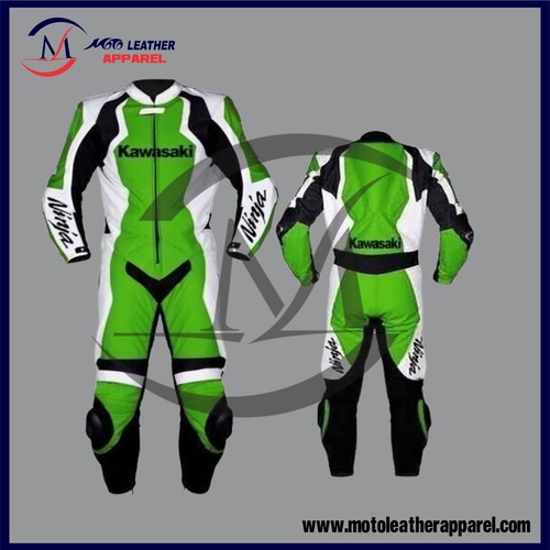 Kawasaki green moto leather