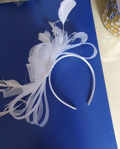 White crinoline fascinator - crinoline,