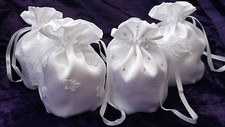 NEW GIRLS Communion / bridesmaid / Dolly bag in WHITE satin / various trims 