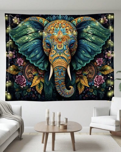 Large elephant floral wall - elephant,