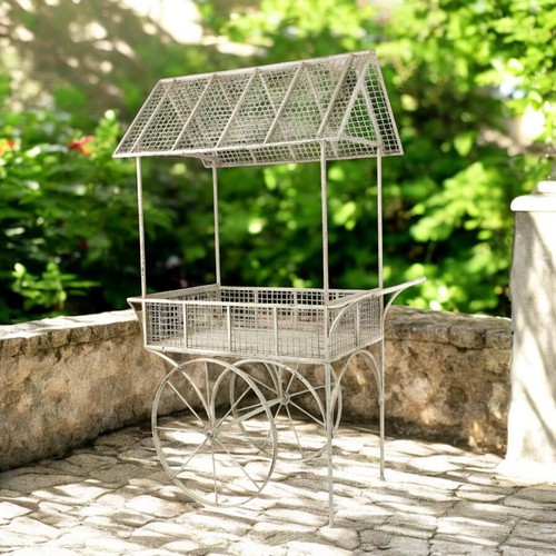 Flower cart cream metal - flower,