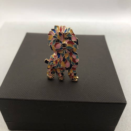 Enamel terrier dog brooch - enamel,