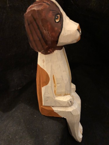 Wooden hand carved dog shelf