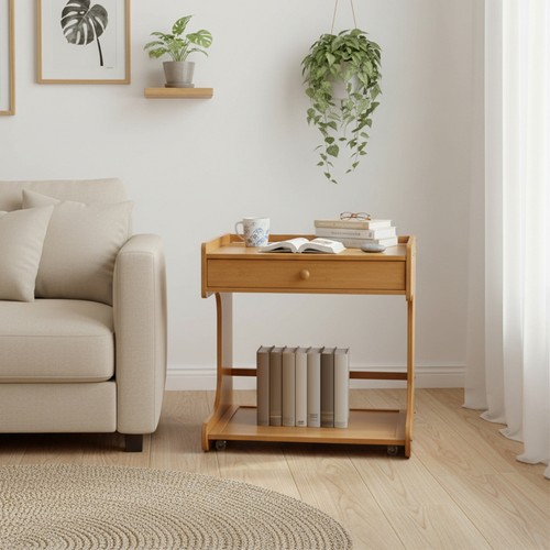 Rolling bedside table - table, side