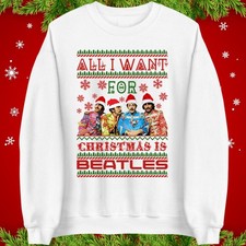 All i Want for Christmas is Beatles Ugly Jumper Retro Music Band Xmas Festive Te