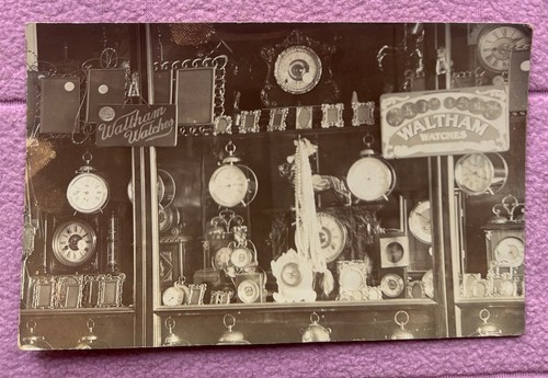 Postcard shop display clock - postcard,