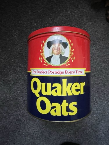 Vintage storage tin quaker - storage,