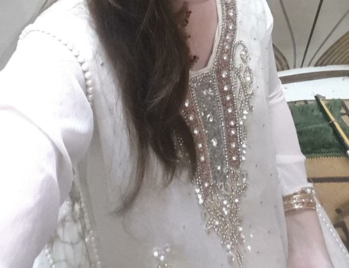 White dress double frock shirt - dress,