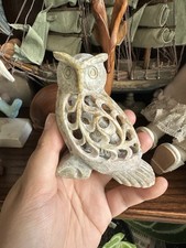 Vintage Handmade Soapstone Owl With Chick Inside