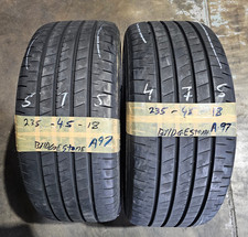 2x 235/45R18 Bridgestone Turanza T005A  94W  7mm Tread  2354518 PAIR