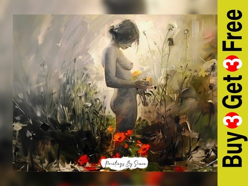 Acrylic woman garden - acrylic,