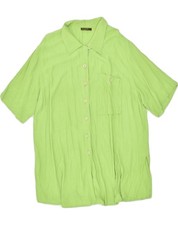 CHALOU Womens Short Sleeve Shirt Blouse EU 52 2XL Green Viscose KA05
