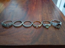 Ladies Dress Rings Silver/Silver Plated x 6 rings