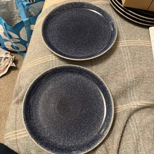 Denby Studio Blue Dark Speckled Dinner Plates X 2 Good Used