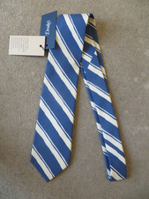 DRAKE'S  100% SILK BLUE & CREAM STRIPED TIE HAND MADE NEW WITH TAG