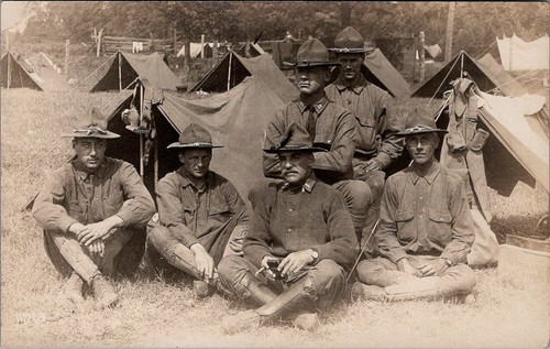 Soldiers camping tents - in,