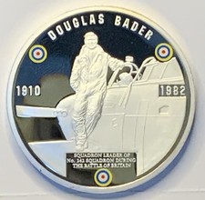 2010 Silver Proof Plated Battle of Britain. Coin.Featuring Douglas Bader. FF 102
