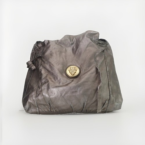 Gucci silver grey leather hobo - grey,