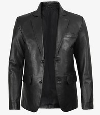 Men's Genuine Black Blazer Two