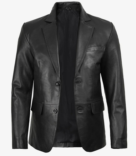 Men genuine black blazer - genuine, two