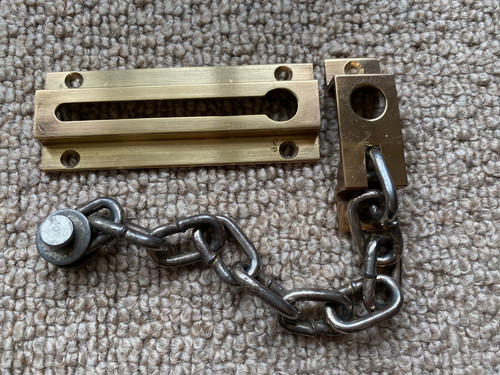 Vintage brass door chain - vintage,