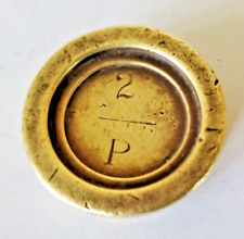 Rare Antique Circa 1900s Brass 2P 1oz Coin Scale Weight Collectable