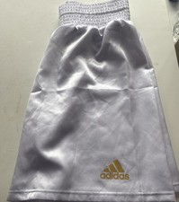 adidas Boxing Shorts Satin Amateur Pro Adults Mens Black White Gold