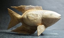Vintage Carved Wooden Fish Sculpture 20 Cm Long